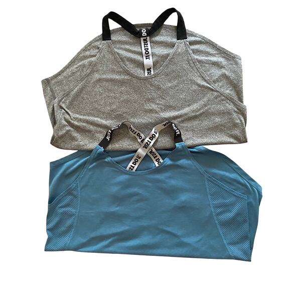 Nike Women’s XL Tank Bundle (2) Gray + Blue-Green Dri-Fit Racerback EUC - Picture 1 of 16